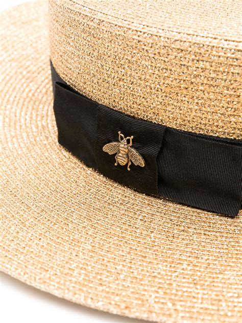 gucci boater hat|gucci straw hat with bee.